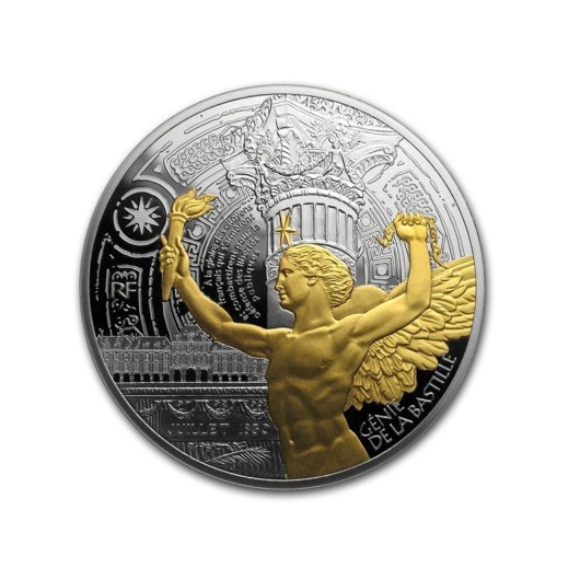 Poklady Paříže - náměstí Bastily stříbrná mince proof