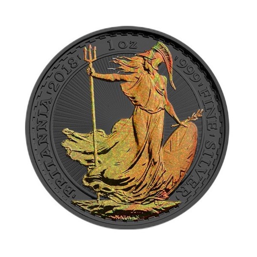 Britannia - ruteniu ?i holograma de aur monedă din argint 1 oz