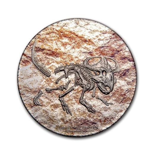 Animale preistorice – Protoceratops monedă din argint 3 oz