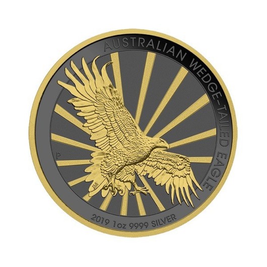 Vulturul cu coada-pană monedă din argint 1 oz înnobilată cu aur ?i ruteniu