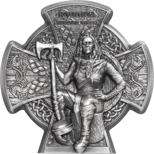 Boudica - Warrior Queen monedă din argint 3 oz Antique