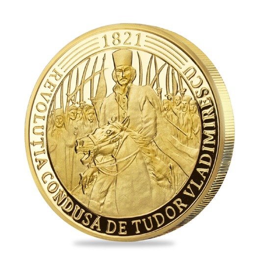 Revoluția de la 1821 - medalie înnobilată cu aur pur