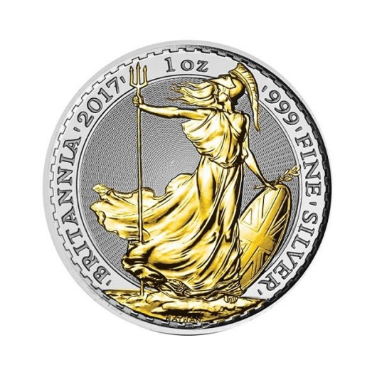 Britannia monedă din argint 1 oz placată cu aur
