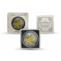 Kookaburra australiană monedă din argint 1 oz suflată cu aur