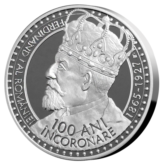 100 ani încoronare Ferdinand I al României medalie comemorativă argint pur proof