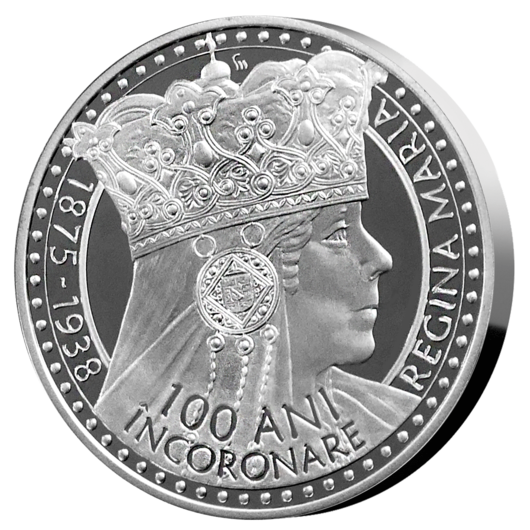 100 ani încoronare Regina Maria a României medalie comemorativă argint pur proof
