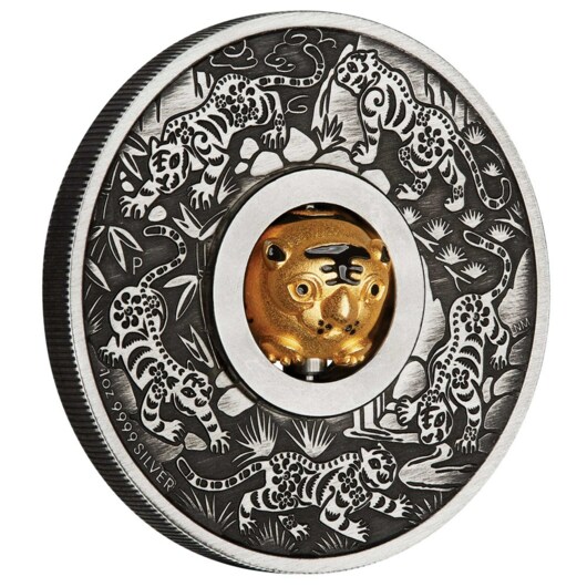 Anul lunar al tigrului 2022, monedă de argint 1oz, Antique standard