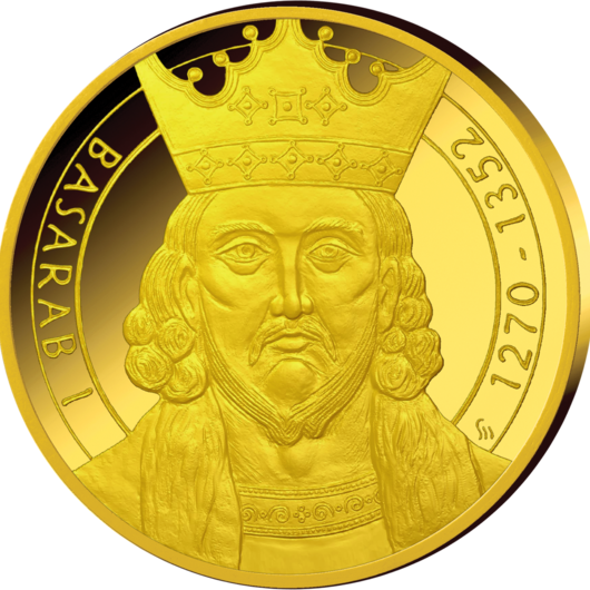 Basarab I, 670 ani de la moarte, medalie de aur, Proof.