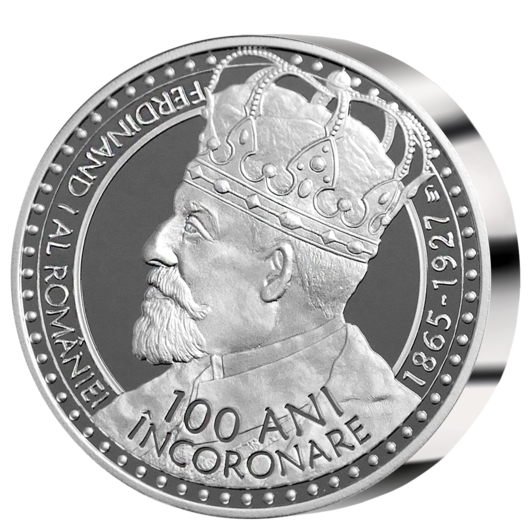Regele Ferdinand I  - 100 ANI ÎNCORONARE medalie aniversară 5 oz argint pur