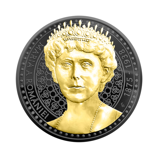 Regina Maria a României - medalie înnobilată cu metale  prețioase