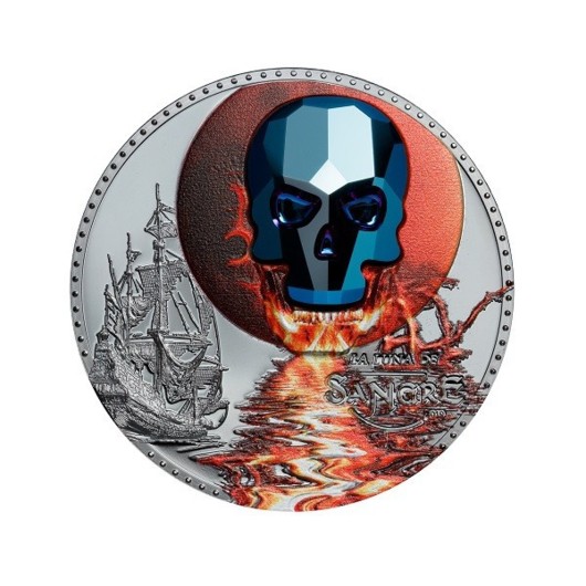 Craniul de cristal - Luna sângerie monedă din argint 1 oz Black Proof