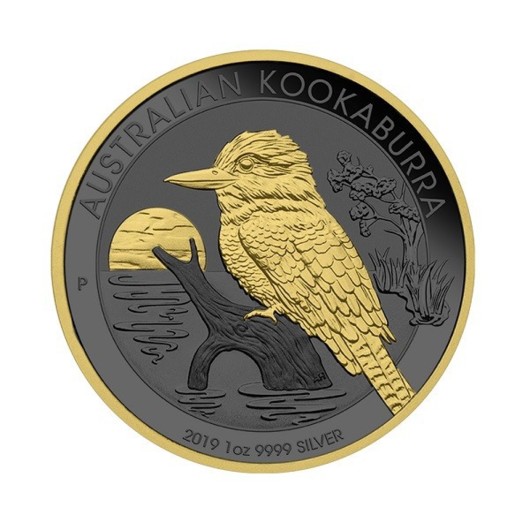 Kookaburra australiană 2019 Golden Ring monedă din argint 1 oz