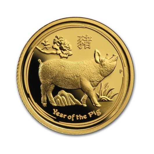 Anul lunar al porcului  Australia 2019 monedă din aur proof 1\/4 oz