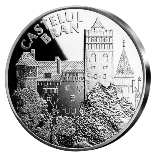 Castelul Bran - Piesă exclusivă cu relief înalt de 1 oz argint