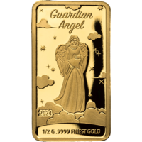 Îngerul păzitor - Simbol al protecției pe un lingou din aur pur