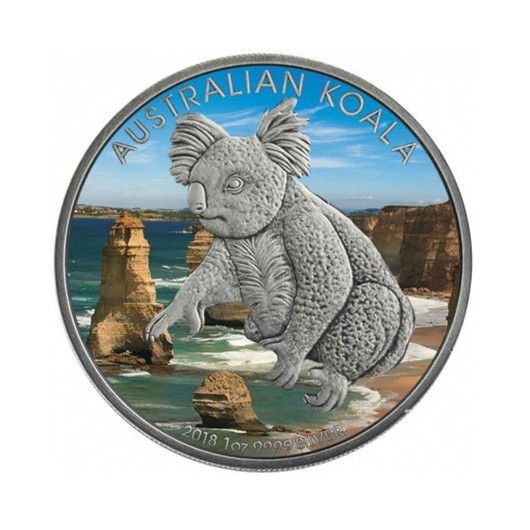 Koala australiană – „Cei 12 Apostoli“  pe monedă din argint 1 oz