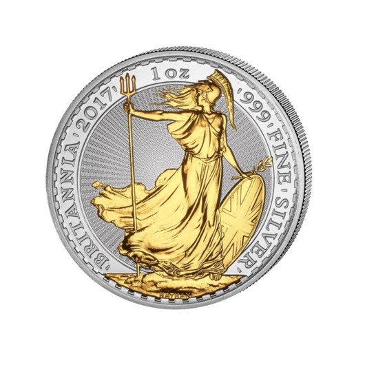 Britannia 2017 stříbrná mince pozlacená