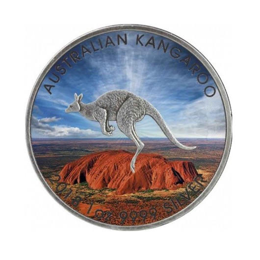 Cangurul australian – Ayers Rock pe monedă din argint 1 oz
