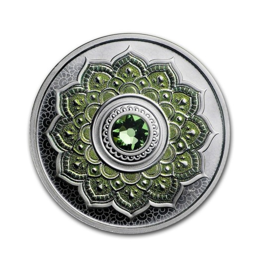 Birthstone August - monedă din argint decorată cu cristal original Swarovski