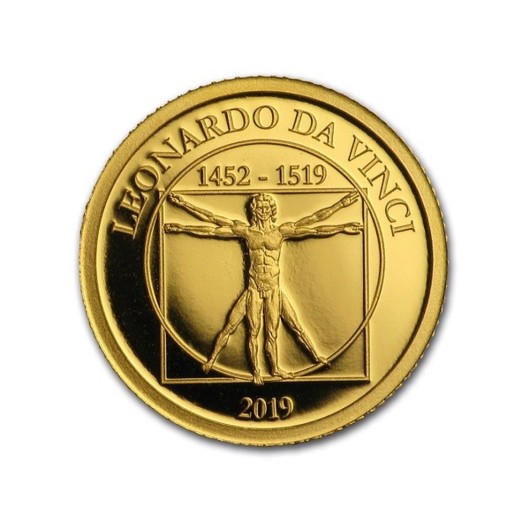 Leonardo da Vinci 2019 monedă de 0,5 g aur