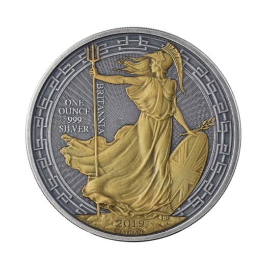 Britannia 2019 monedă din argint suflată cu aur