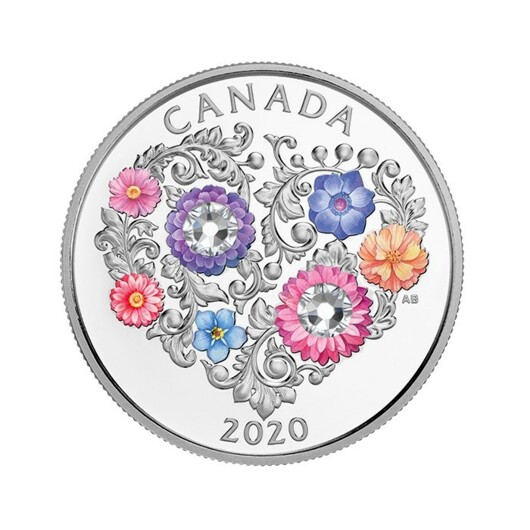 Sărbătoarea iubirii 2020 - monedă din argint proof cu cristal swarovski